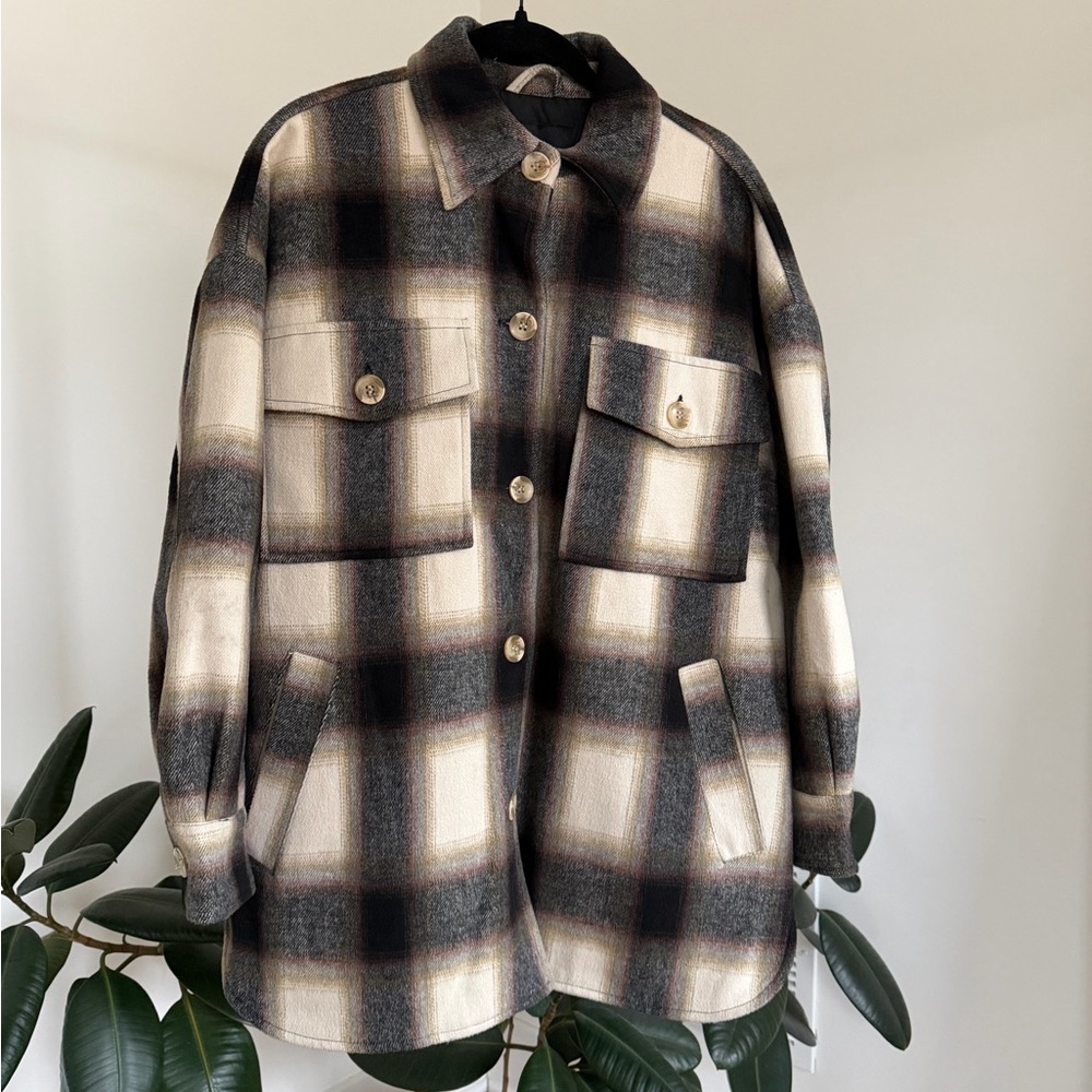 Plaid Insulated Shacket Jacket